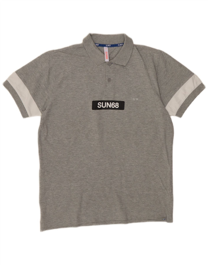 SUN68 Herren-Poloshirt mit Grafik, Größe S, Grau, Farbblock