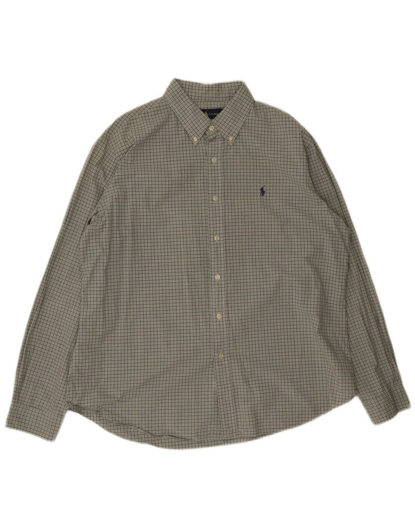 Ralph Lauren Herren Custom Fit Hemd XL grün karierte Baumwolle