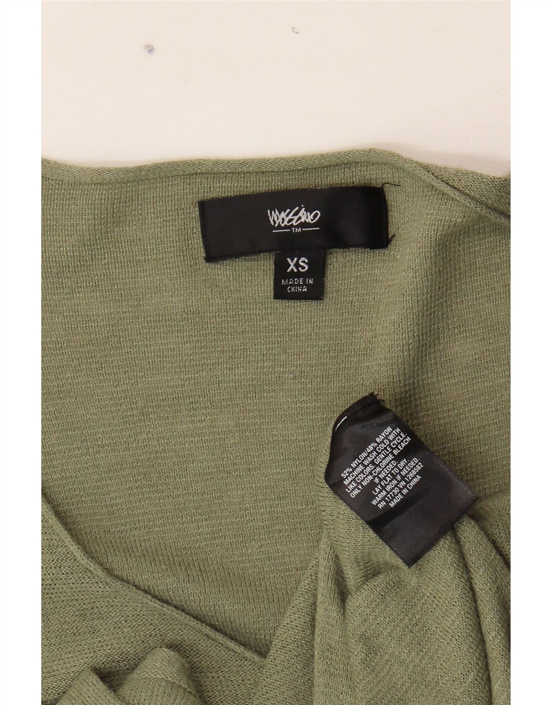 MOSSIMO Womens Oversized V-Neck Jumper Sweater UK 6 XS Khaki Nylon Vintage Mossimo and Second-Hand Mossimo from Messina Hembry 