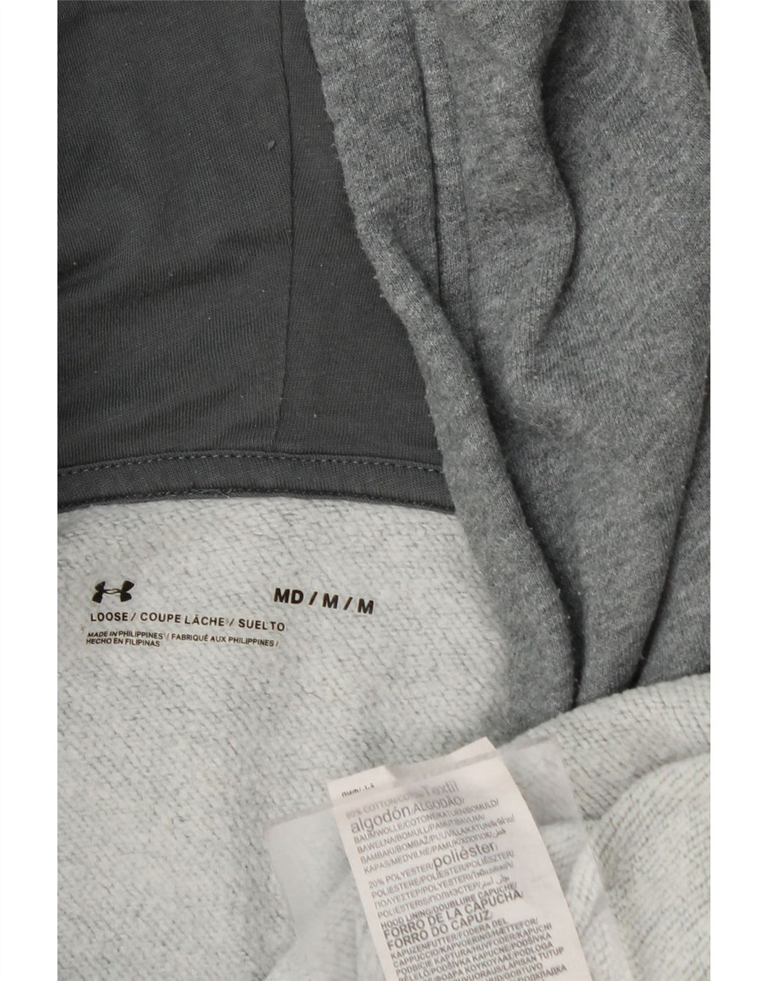 Under Armour Herren-Kapuzenpullover aus mittelgrau gefleckter Baumwolle