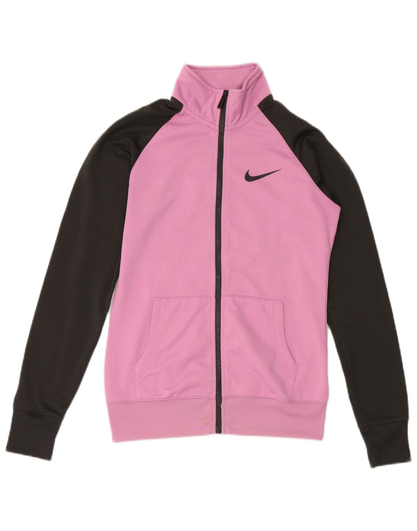 NIKE Damen-Trainingsanzug-Top-Jacke UK 10 Small Pink Colourblock Polyester