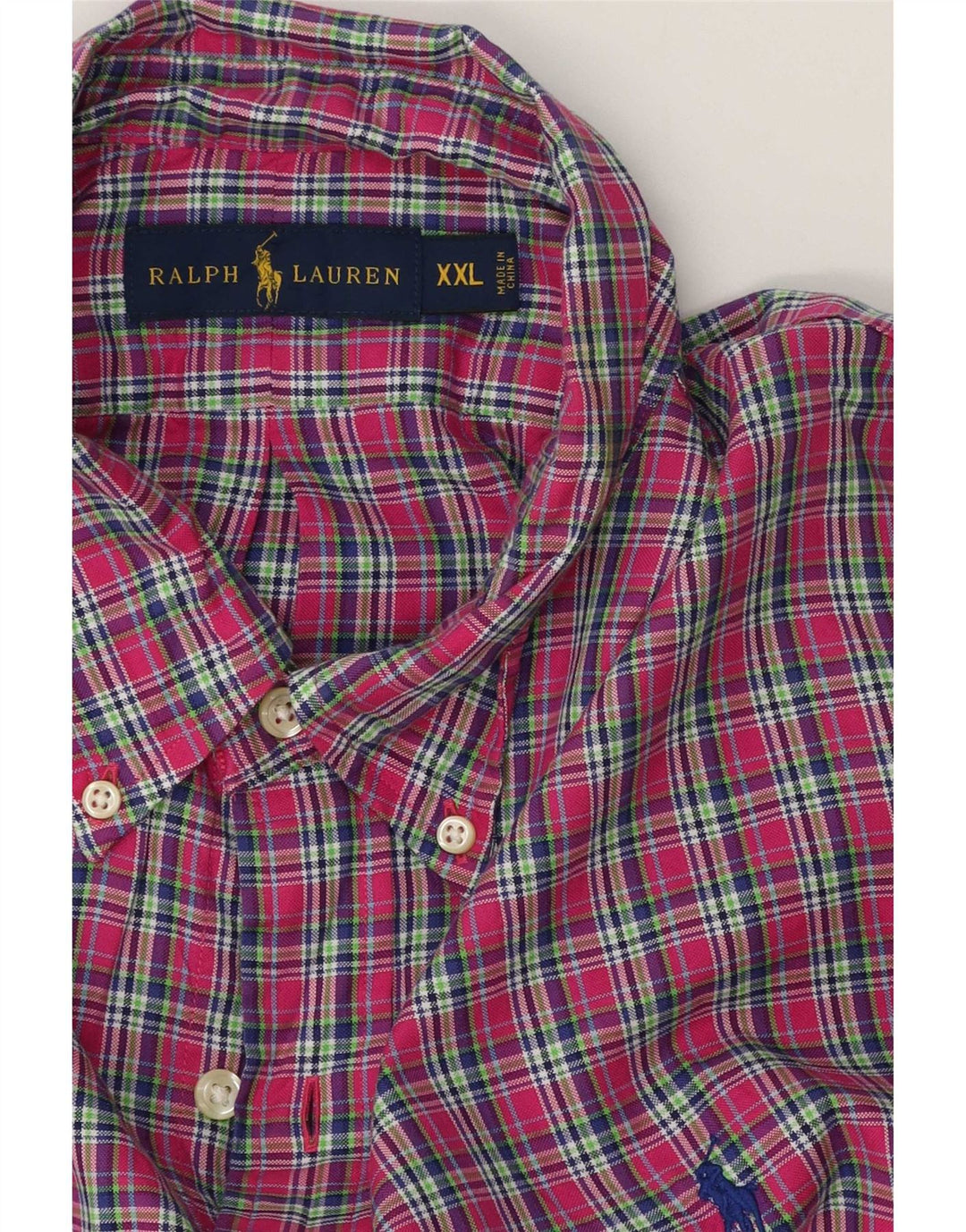 Ralph Lauren Herrenhemd 2XL rosa kariert Baumwolle