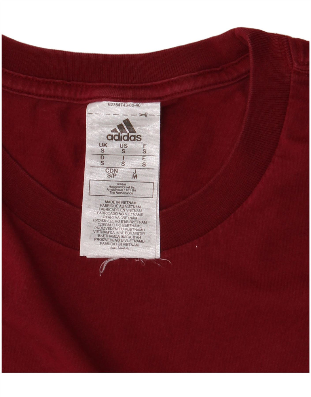 Adidas Herren T-Shirt Top Small Burgund Baumwolle