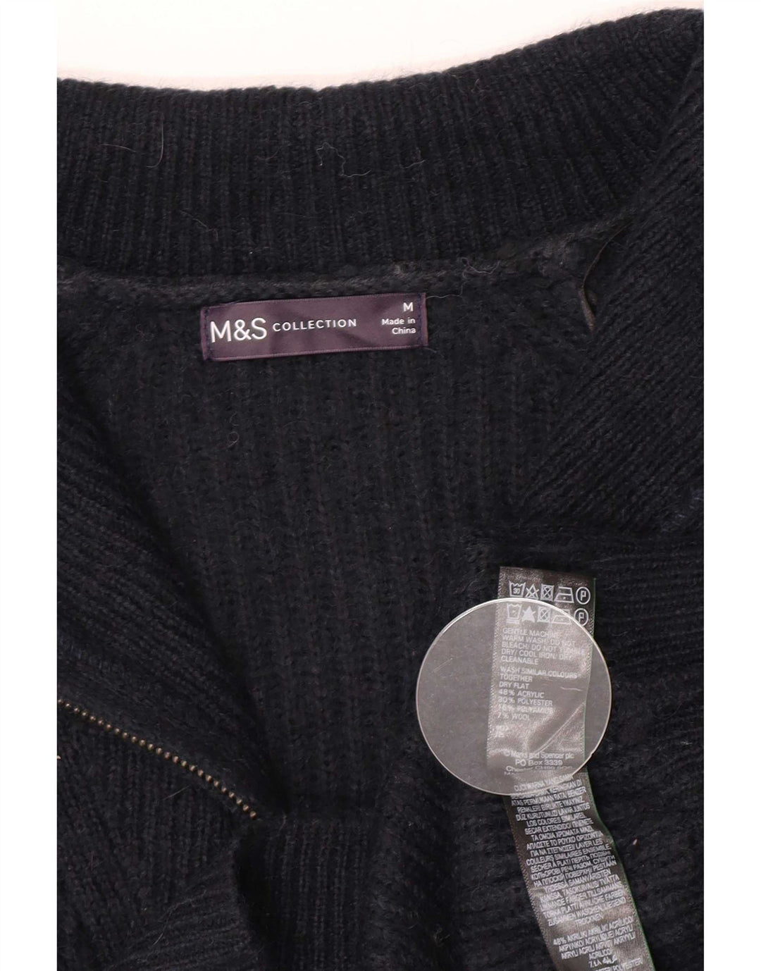 Marks & Spencer Damen-Pullover mit Reißverschluss am Hals, Gr. 14, mittleres Marineblau