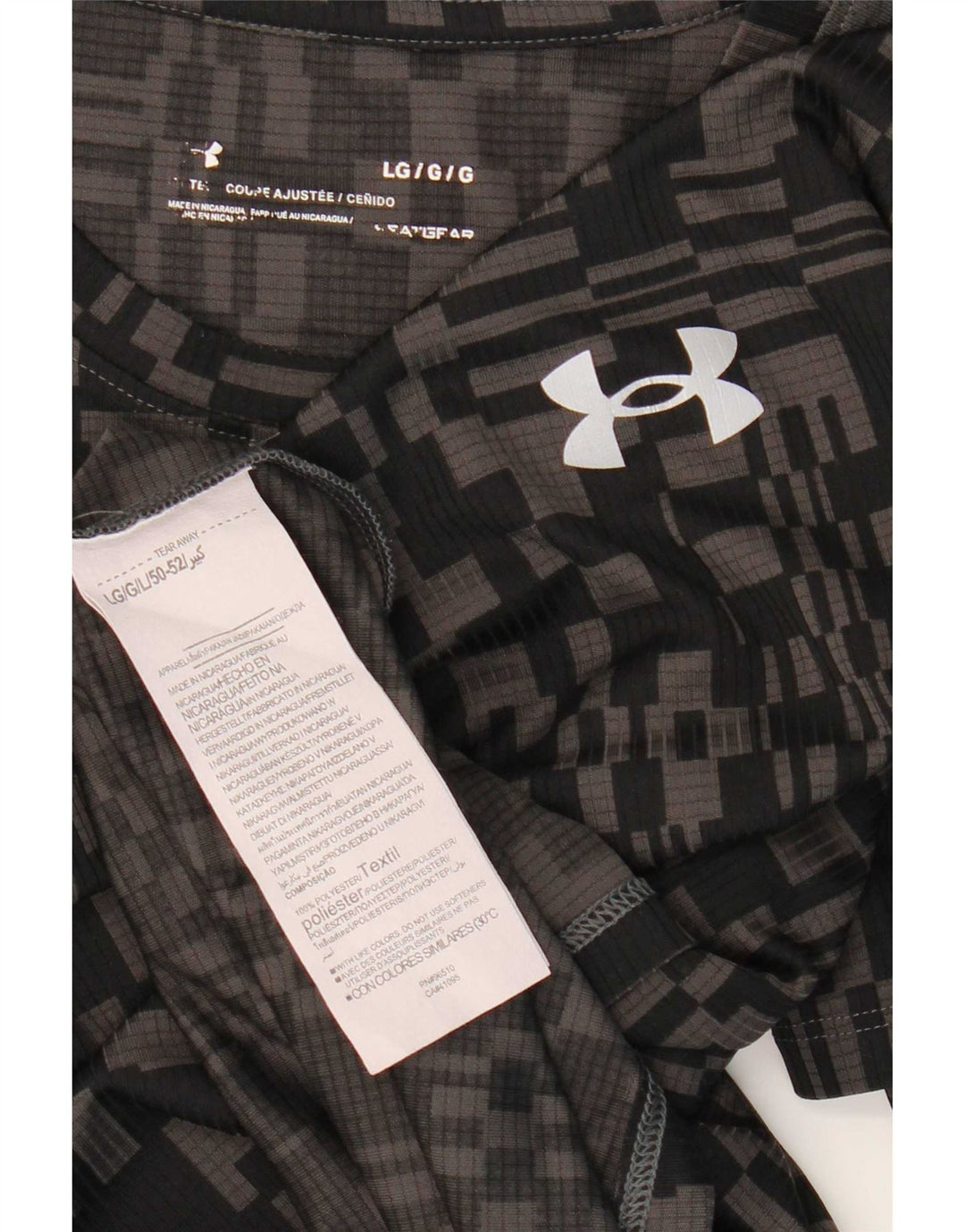 Under Armour Herren Heat Gear T-Shirt-Oberteil, großes, schwarzes, geometrisches Polyester