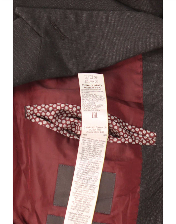 Marks & Spencer Herren-Blazer mit 2 Knöpfen, EU 48, mittelgraues Polyester