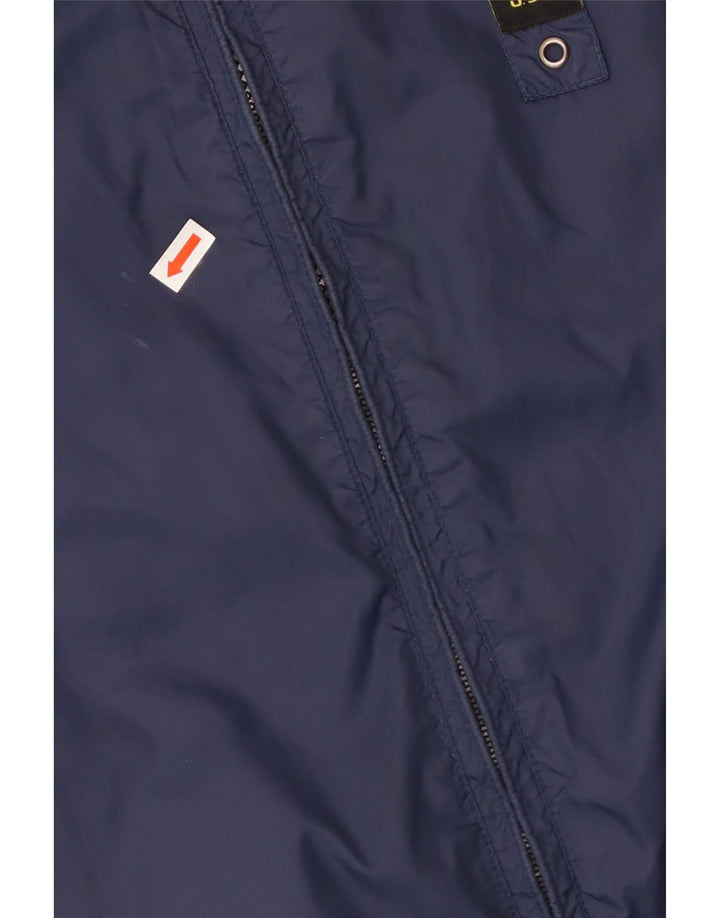 Blauer Damen Bomberjacke UK 12 Medium Marineblau Polyamid