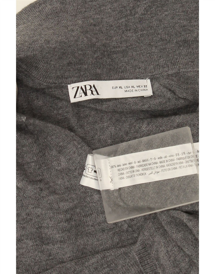 Zara Damen Strickjacke UK 18 XL Graue Wolle