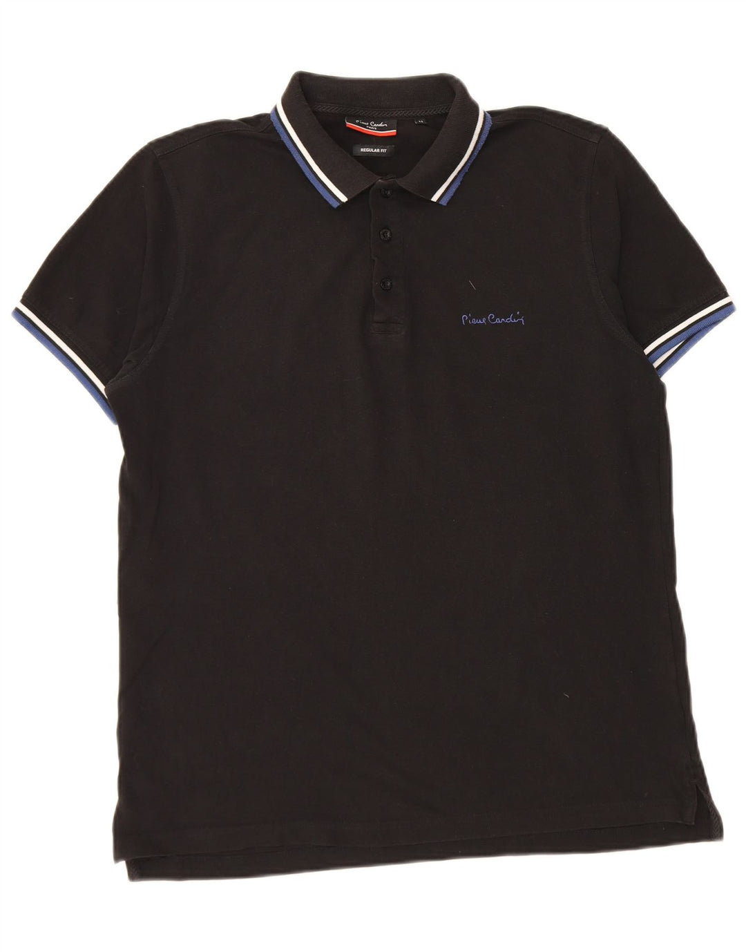 Pierre Cardin Herren-Poloshirt mit normaler Passform, mittelschwarz, gestreift, Baumwolle