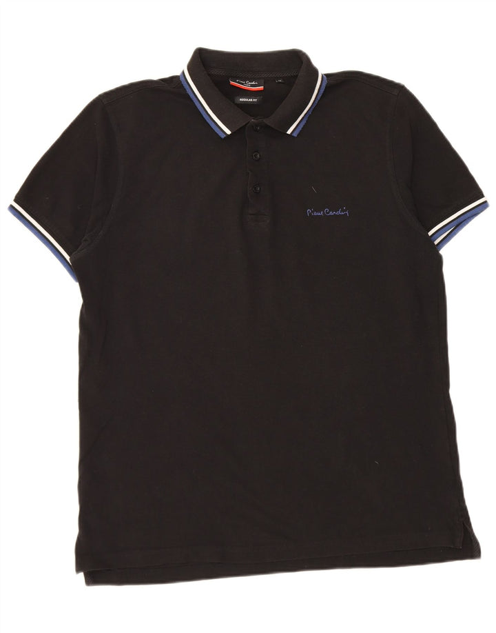 Pierre Cardin Herren-Poloshirt mit normaler Passform, mittelschwarz, gestreift, Baumwolle