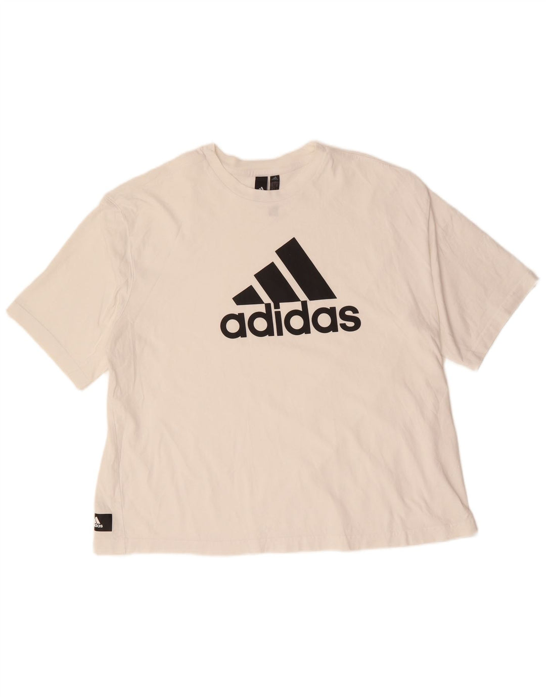 ADIDAS Damen Übergroßes Grafik-T-Shirt-Oberteil UK 20/22 XL Weiße Baumwolle