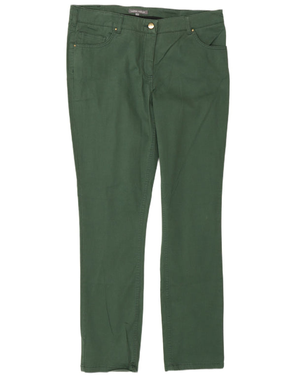 Laura Ashley Damen Slim Freizeithose UK 14 Large W32 L30 Grüne Baumwolle