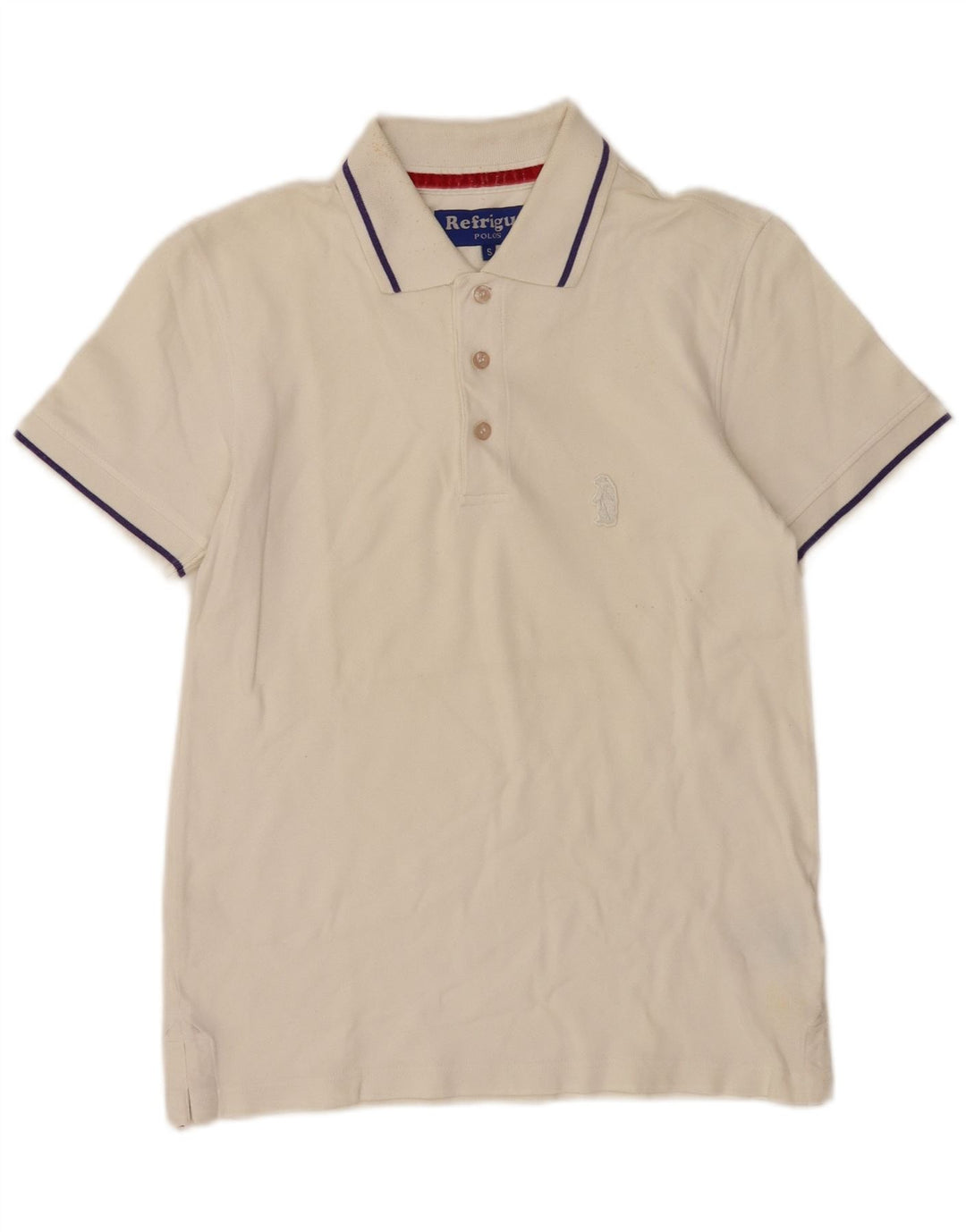 Refrigue Herren-Poloshirt, Größe S, weiße Baumwolle