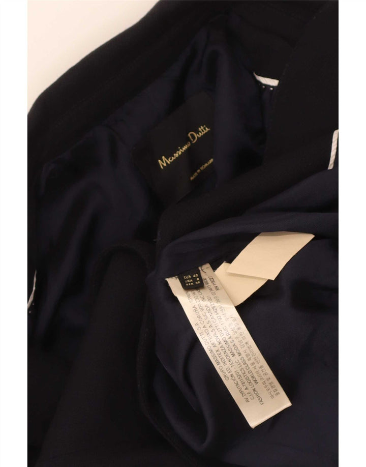 Massimo Dutti Damen 1-Knopf-Blazerjacke EU 40 Mittelmarineblaue Viskose