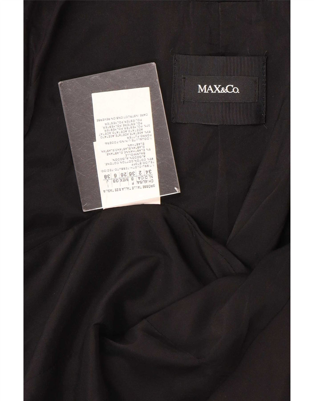 Max&Co. Damen-Blazerjacke mit 3 Knöpfen und 3/4-Ärmeln, UK 6 XS, schwarze Baumwolle