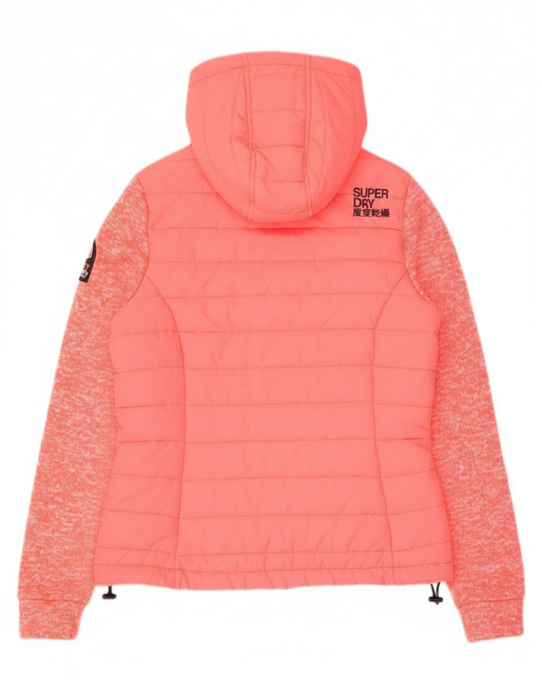 Superdry Damen-Bomberjacke mit Kapuze, Gr. 8, klein, rosa geflecktes Nylon