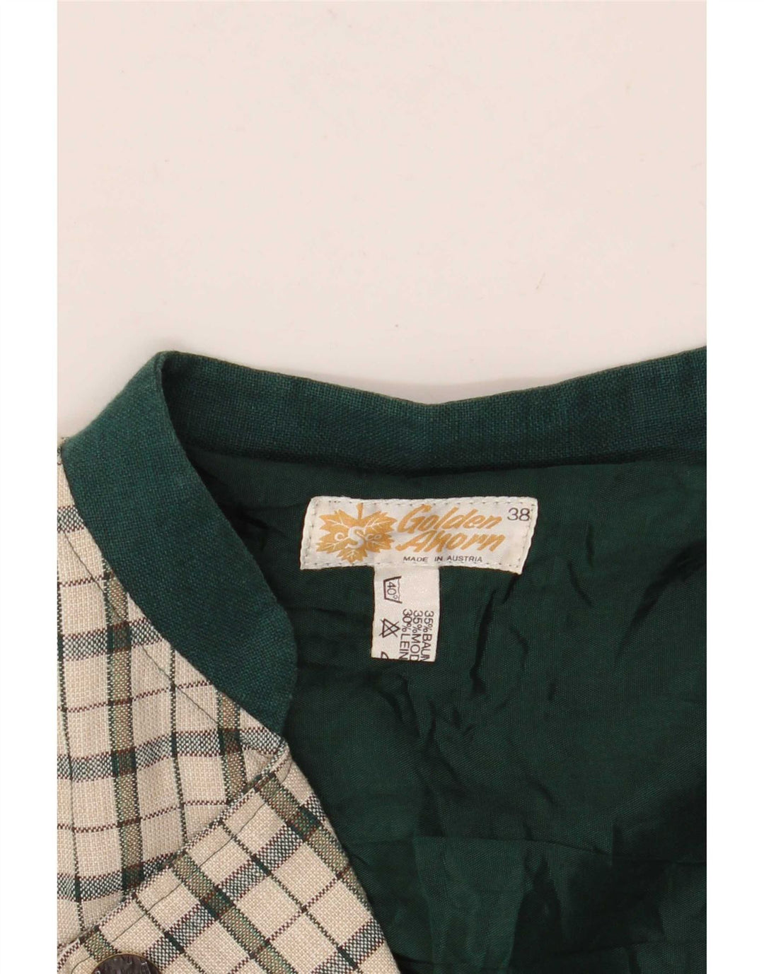 Vintage Damen Zweireihige Blazerjacke EU 38 Medium Off White Check
