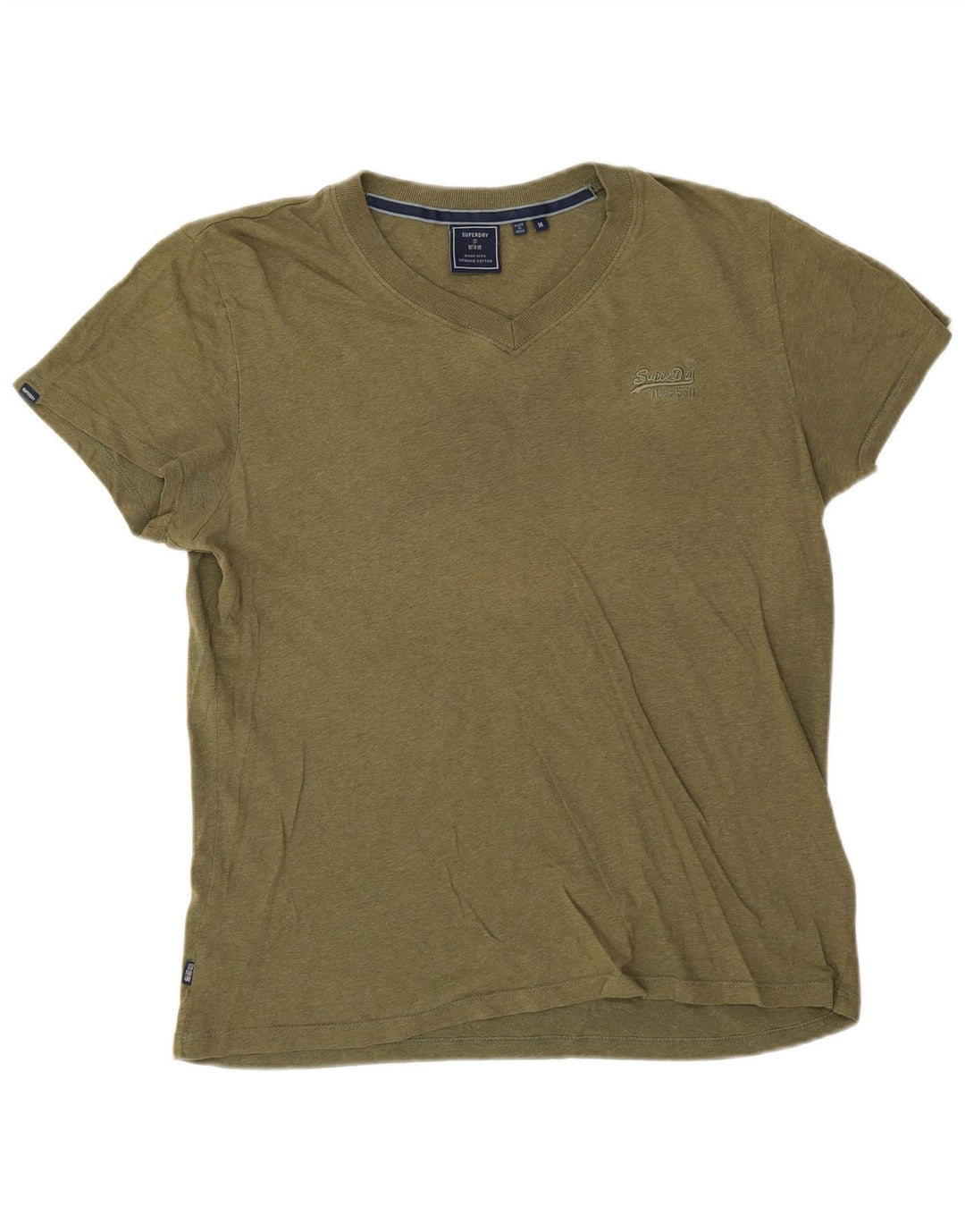 Superdry Herren T-Shirt-Oberteil aus mittlerer Khaki-Baumwolle