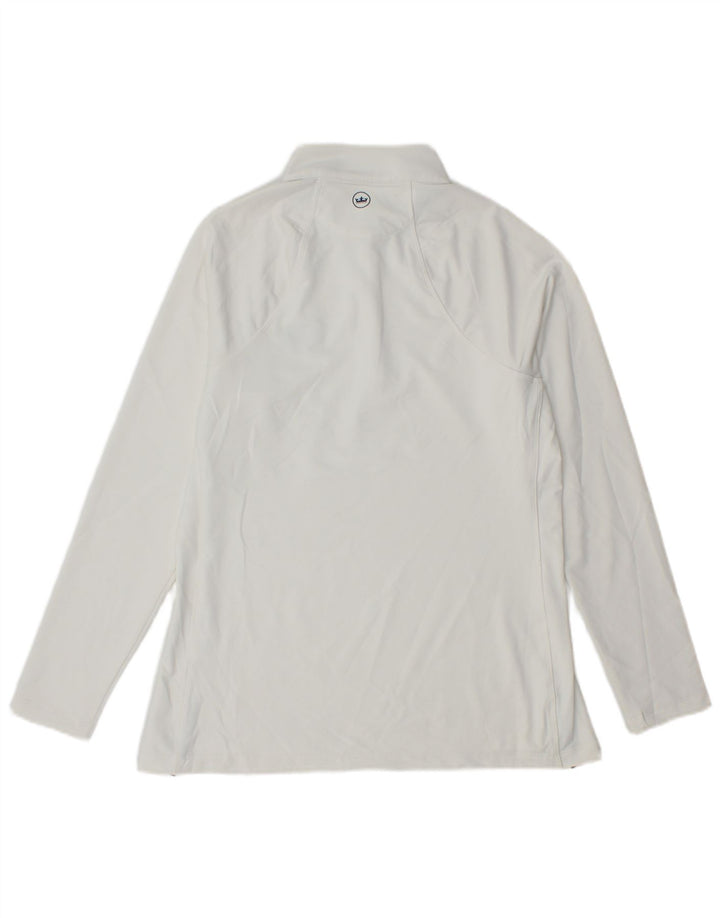 Peter Millar Damen-Pullover-Trainingsanzugoberteil mit Reißverschluss am Hals, mittelweißes Polyester