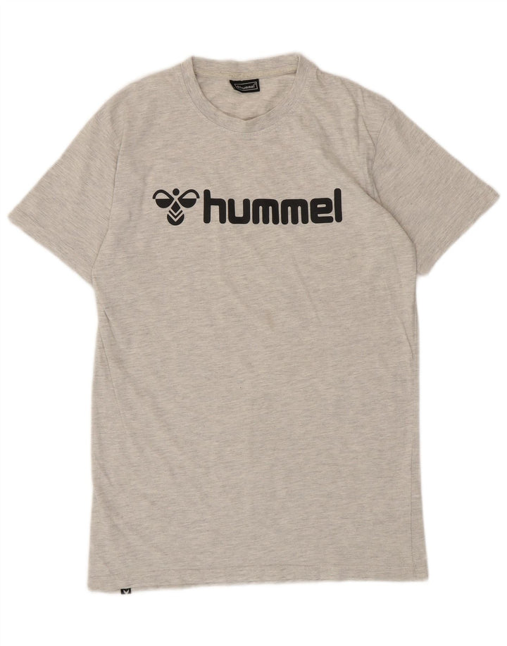 HUMMEL Mens Graphic T-Shirt Top Medium Grey Cotton
