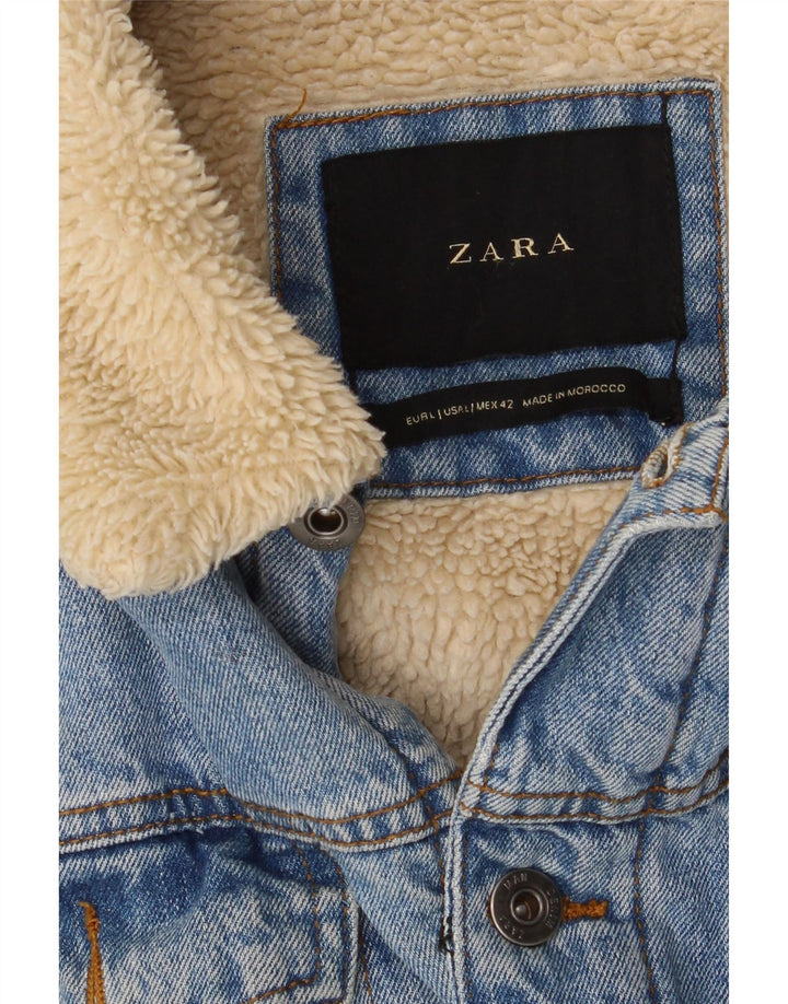 Zara Herren Denim Sherpa Jacke UK 40 Large Blau