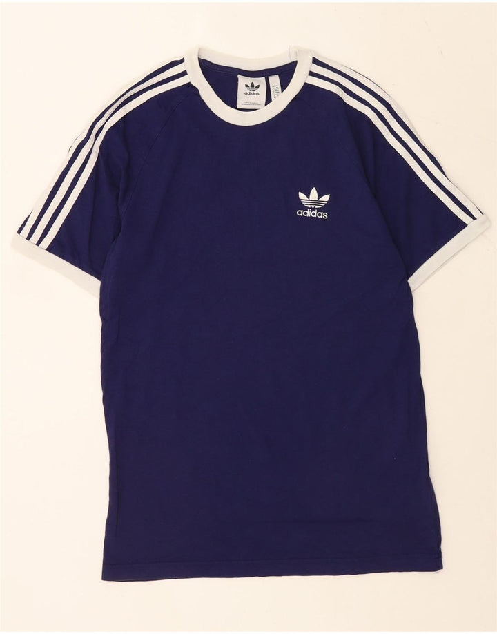 Adidas Herren T-Shirt Top Medium Marineblau Colourblock Baumwolle