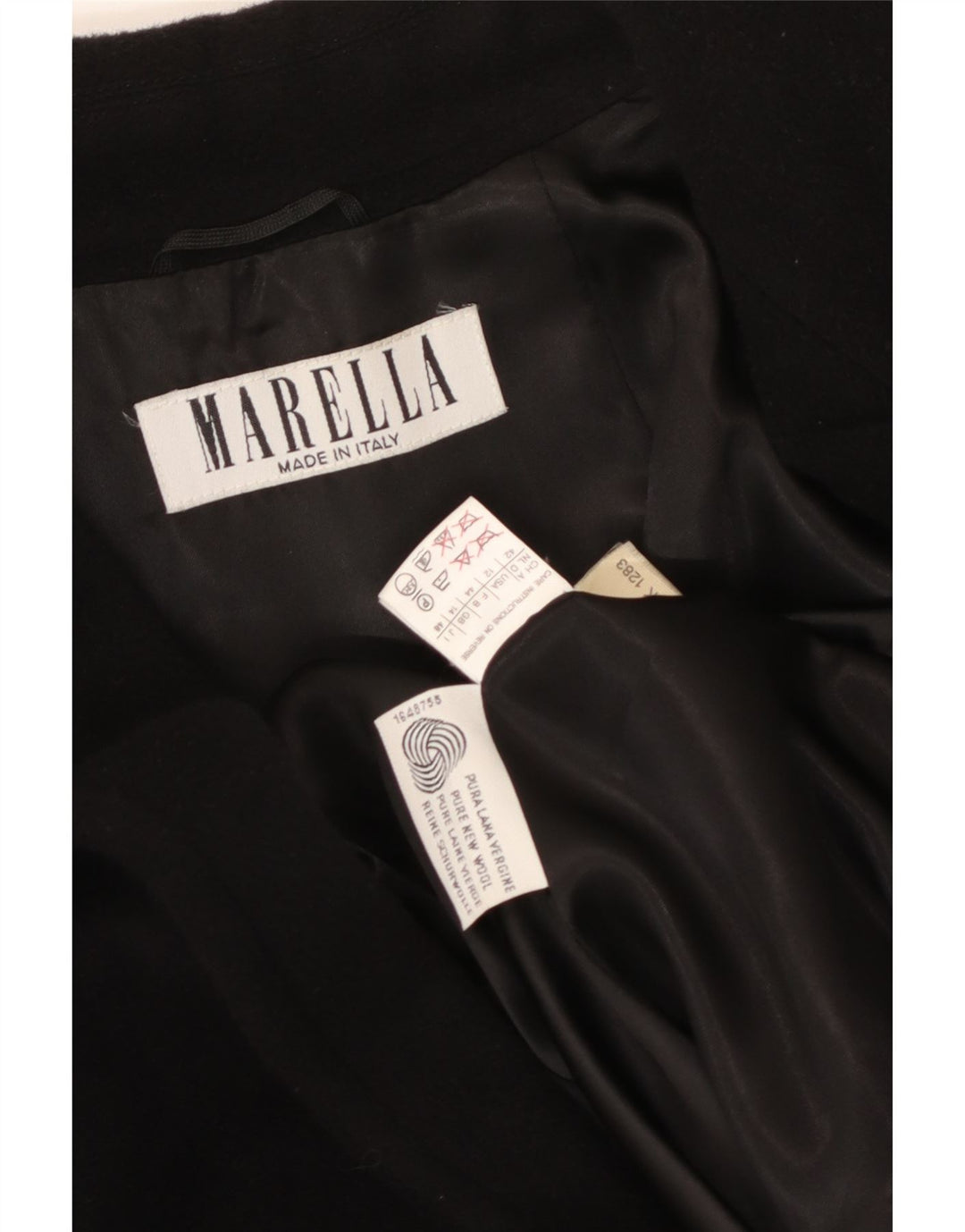 Marella Damen Zweireihiger Mantel UK 14 Mittelschwarze Schurwolle