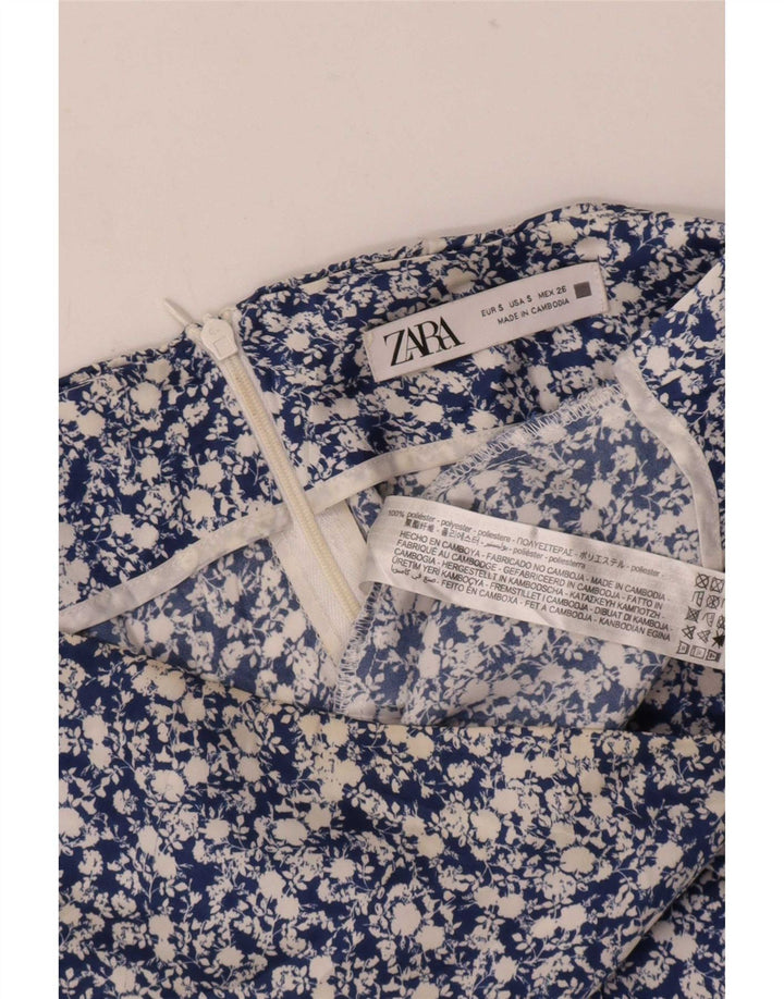 Zara Damen Minirock Small W26 Blaues Blumenmuster aus Polyester