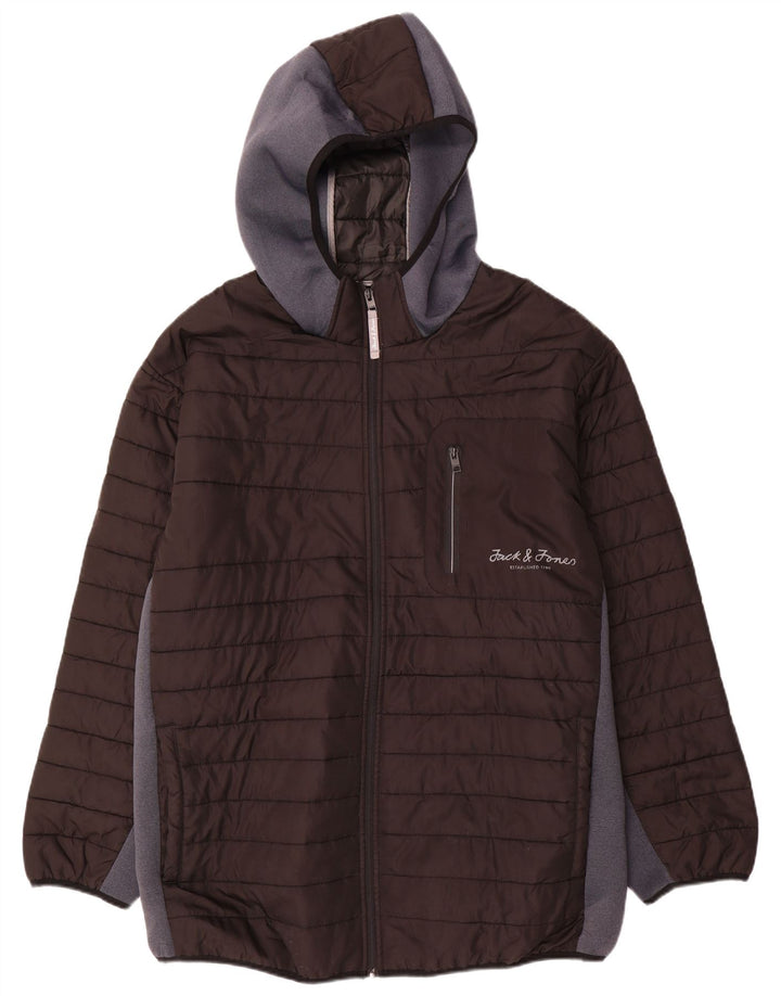 Jack & Jones Herren-Jacke mit Kapuze, gepolstert, UK 46 3XL, Schwarz, Polyester