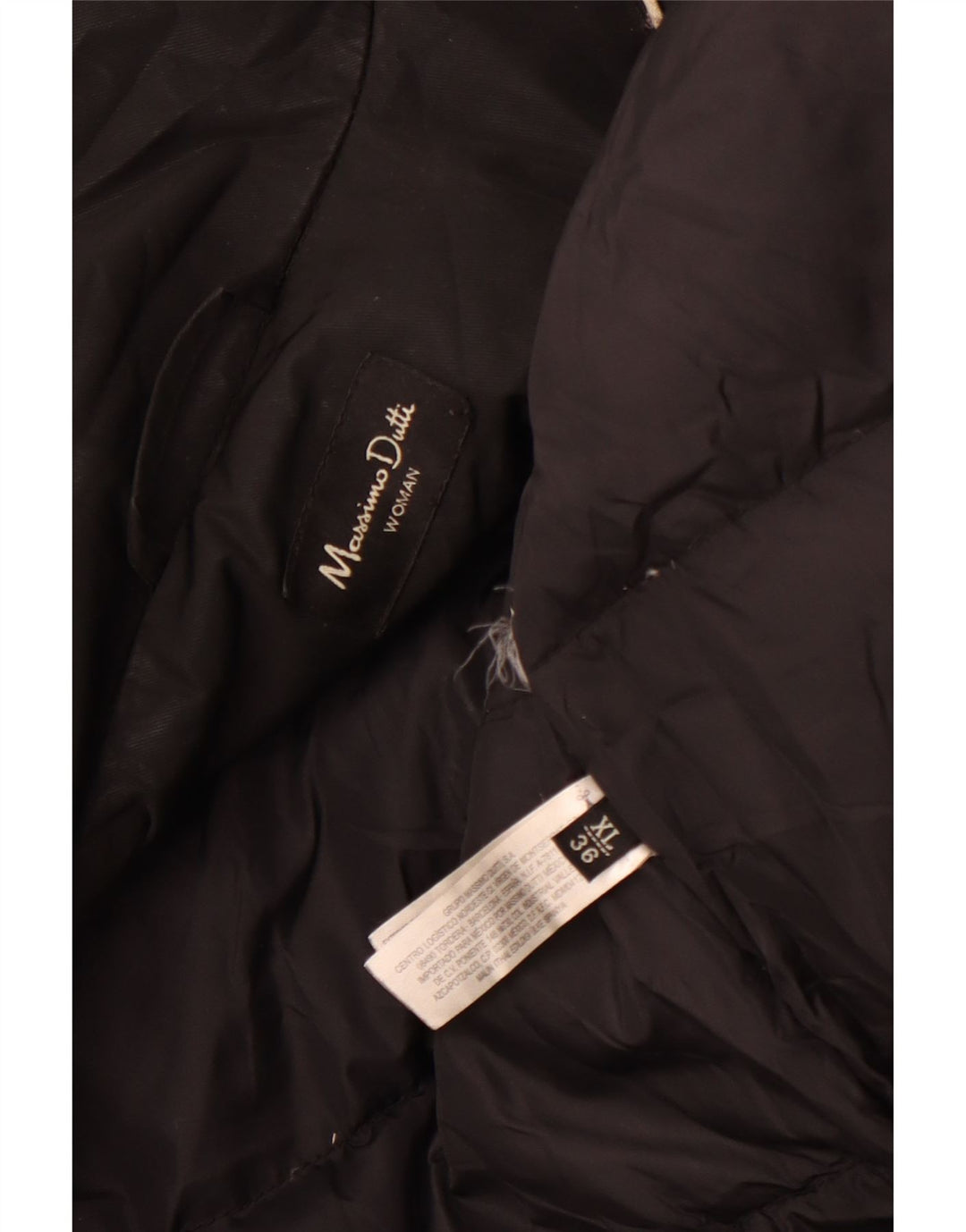 MASSIMO DUTTI Damen Wattierter Mantel UK 18 XL Schwarz Polyester Winter