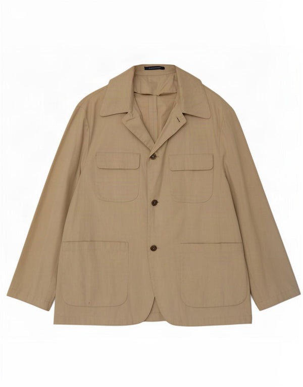 Daniele Alessandrini Herren 3-Knopf-Blazerjacke UK 42 XL Beige Baumwolle