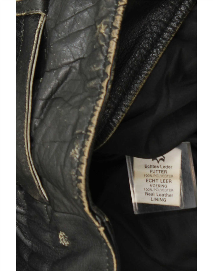 Vintage Herren Leder Bikerjacke UK 36 Kleines schwarzes Leder