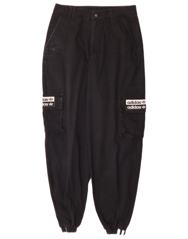 Adidas Damen High Waist Joggers Cargohose UK 8 Small W26 L27 Schwarz