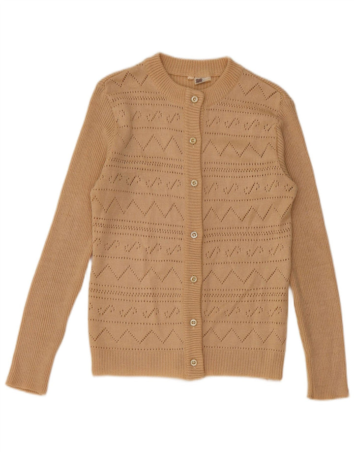 Vintage Damen Strickjacke IT 44 Medium Beige Angora