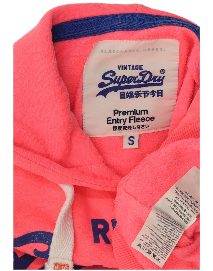 Superdry Damen-Kapuzenpullover mit Grafik, UK 10, Größe S, Rosa, Polyester