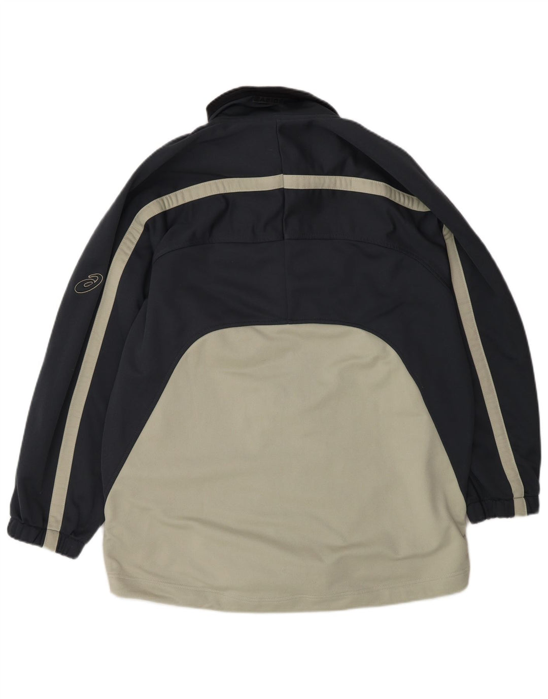 Asics Herren-Trainingsanzug-Top-Jacke, großes marineblaues Farbblock-Polyester