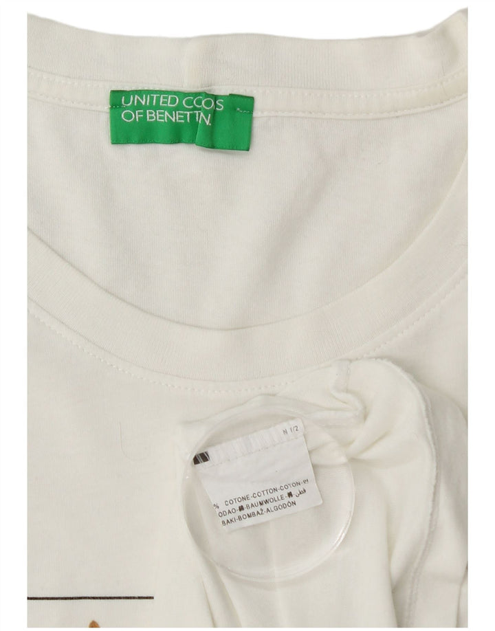 BENETTON Grafisches Herren-T-Shirt aus mittelweißer Colourblock-Baumwolle