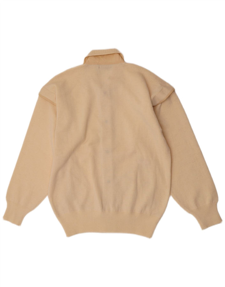 Vintage Herren Cardigan Pullover Mittelbeige Wolle