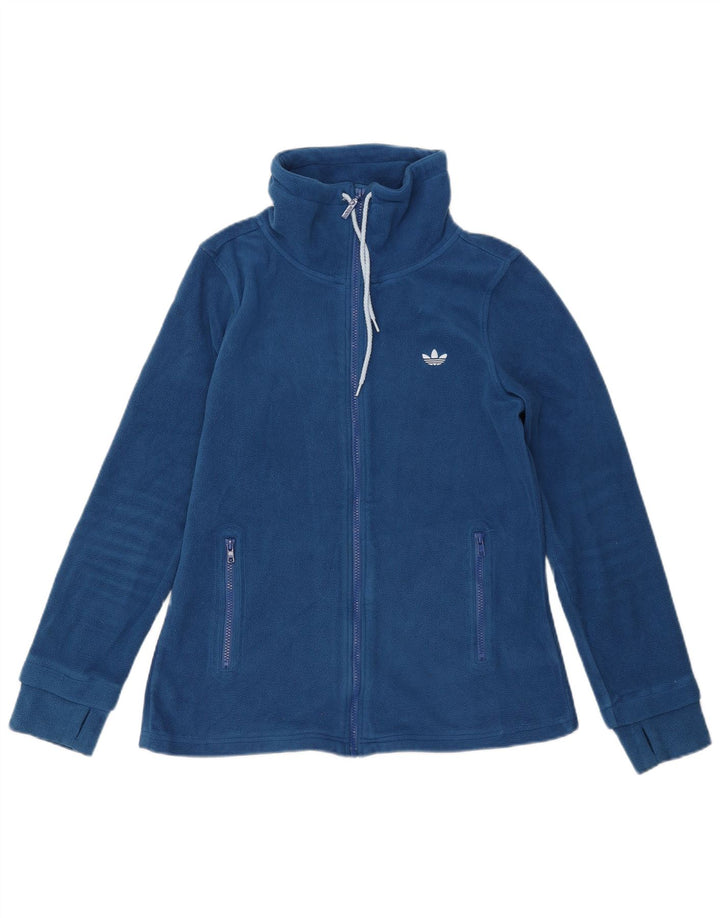 Adidas Damen Graphic Fleece Jacke EU 42 Mittelblaues Polyester