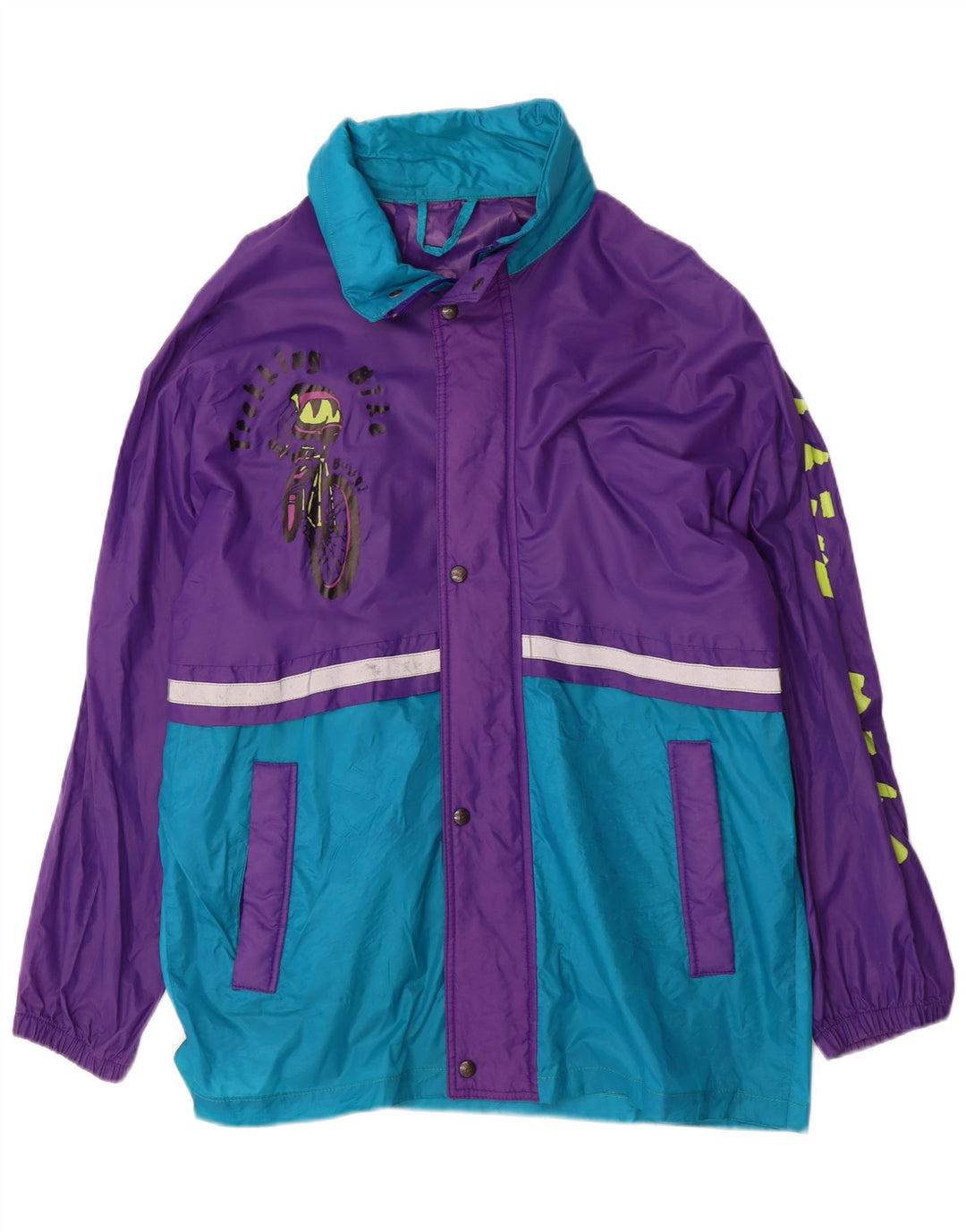 Brugi Herren-Regenjacke mit Grafik, UK 38, Mittelviolett, Colourblock-Nylon