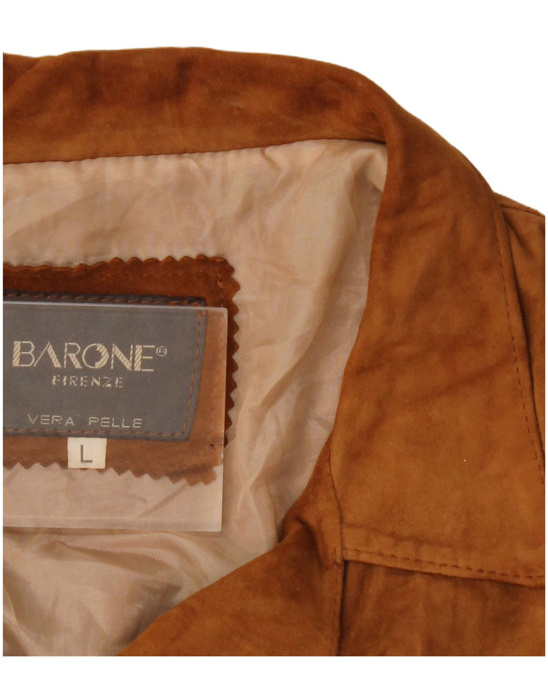 Barone Womens Crop Wildlederjacke UK 16 Großes braunes Leder