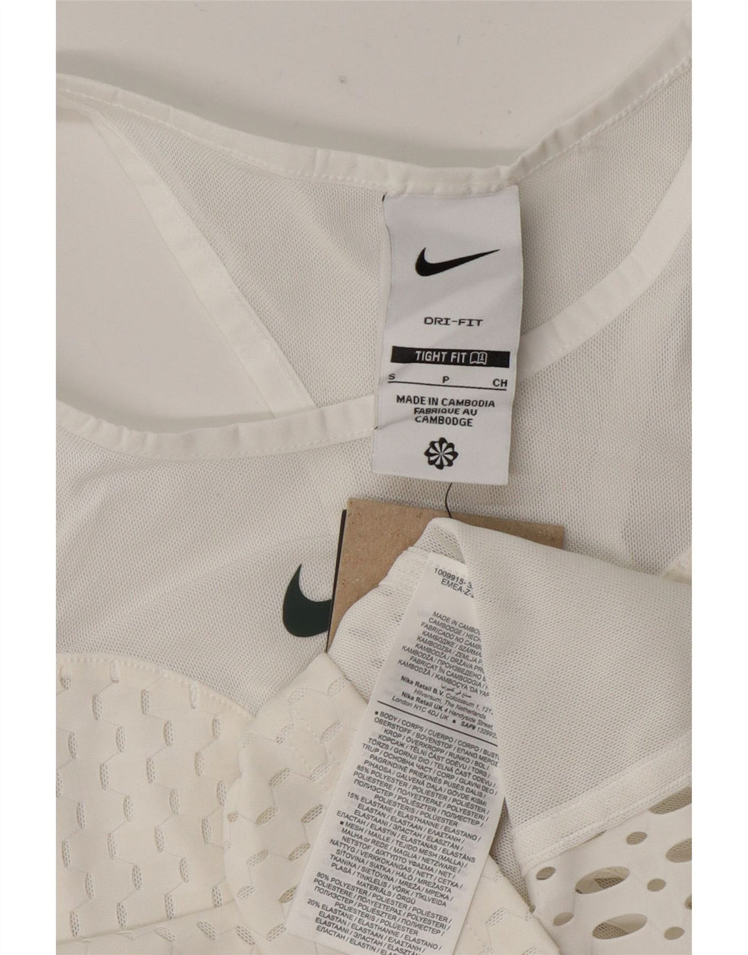 Nike Damen Tight Fit See Through Crop Vest Top UK 8 Small Weiß Polyester