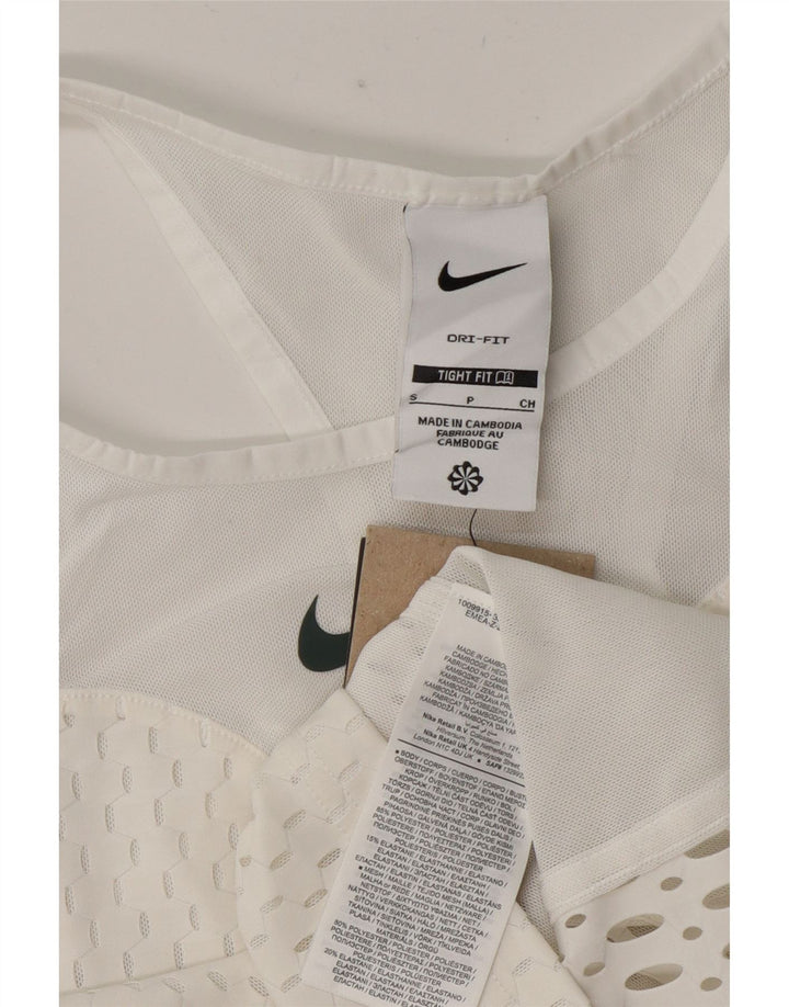 Nike Damen Tight Fit See Through Crop Vest Top UK 8 Small Weiß Polyester