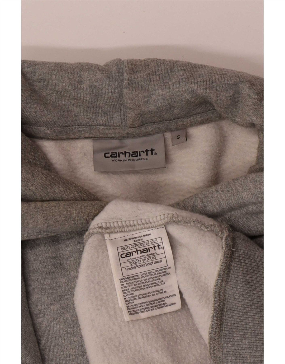 Carhartt Herren-Kapuzenpullover mit Grafik, Größe S, graue Baumwolle
