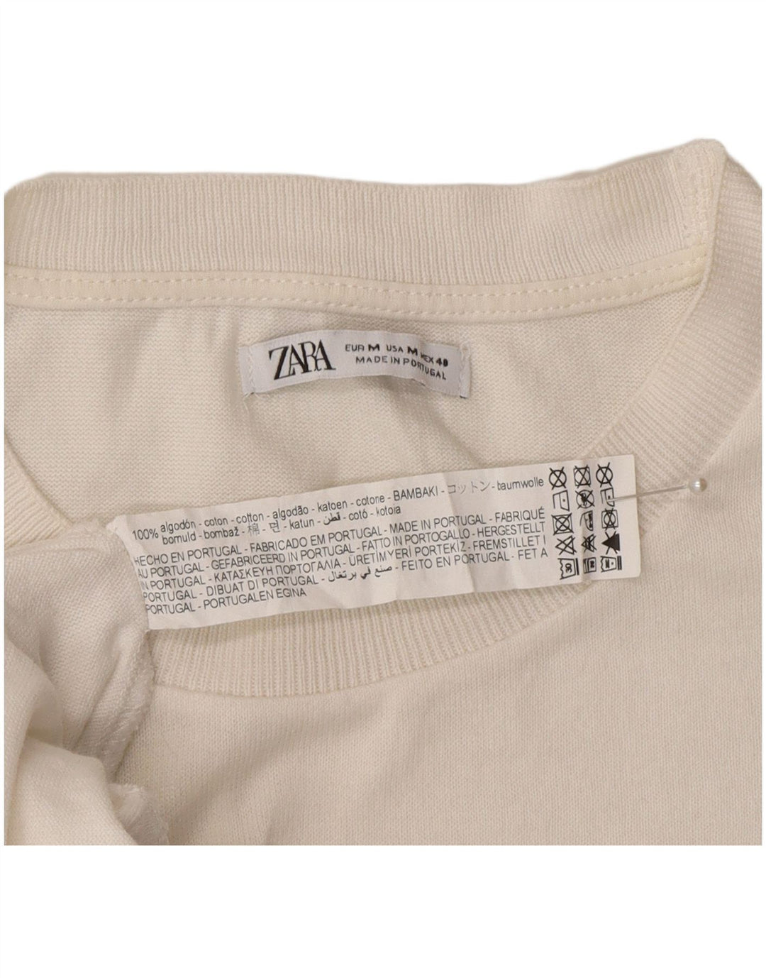 Zara Herren T-Shirt Top Mittelweiße Baumwolle