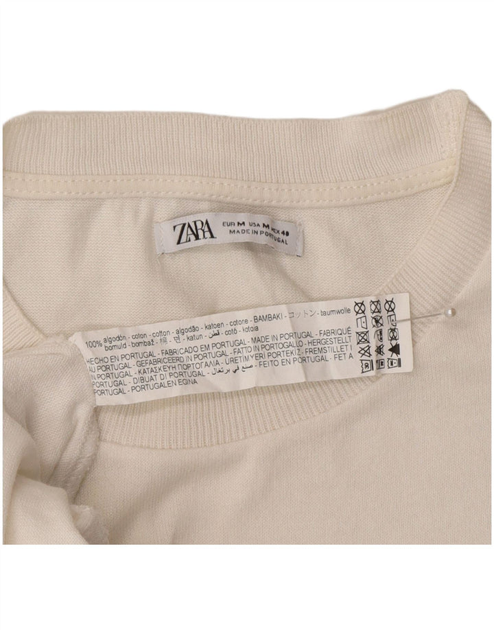 Zara Herren T-Shirt Top Mittelweiße Baumwolle
