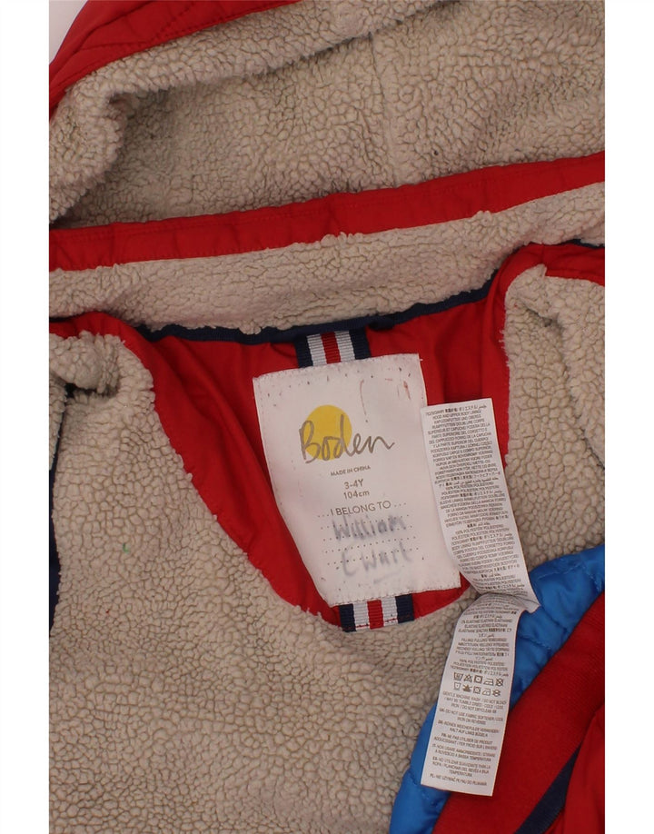 Boden Wattierte Jacke mit Kapuze für Jungen, 3–4 Jahre, rotes Polyester