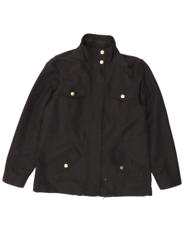 RALPH LAUREN Damen Utility-Jacke UK 14 Mittelschwarzes Polyester