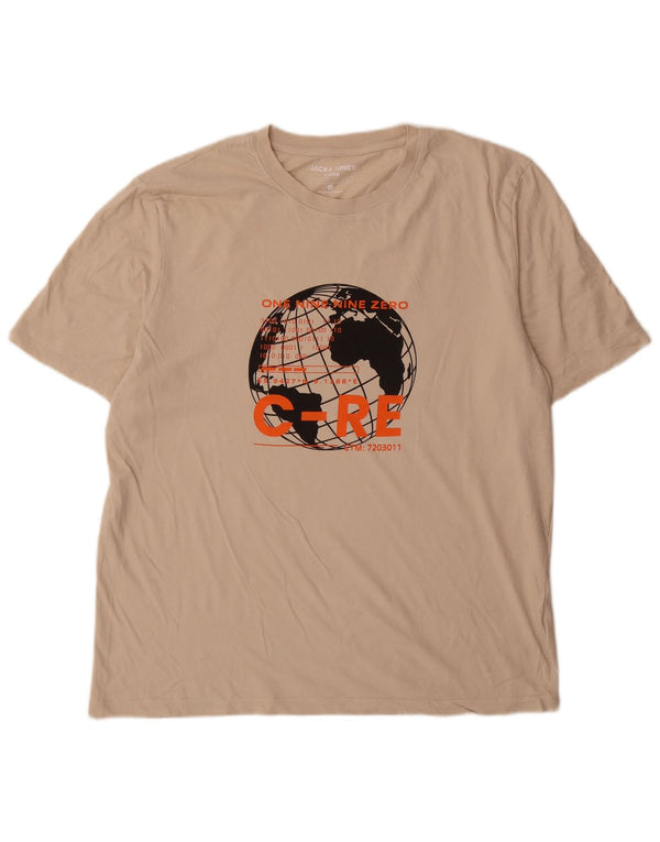 Jack & Jones Herren Grafik T-Shirt Top XL Beige