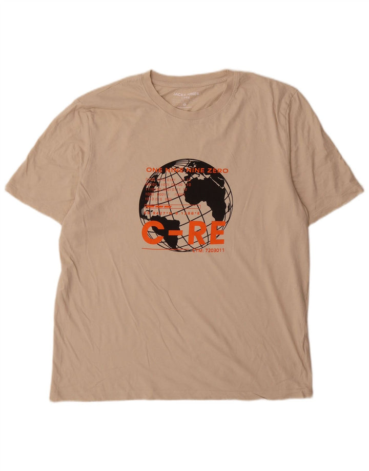 Jack & Jones Herren Grafik T-Shirt Top XL Beige